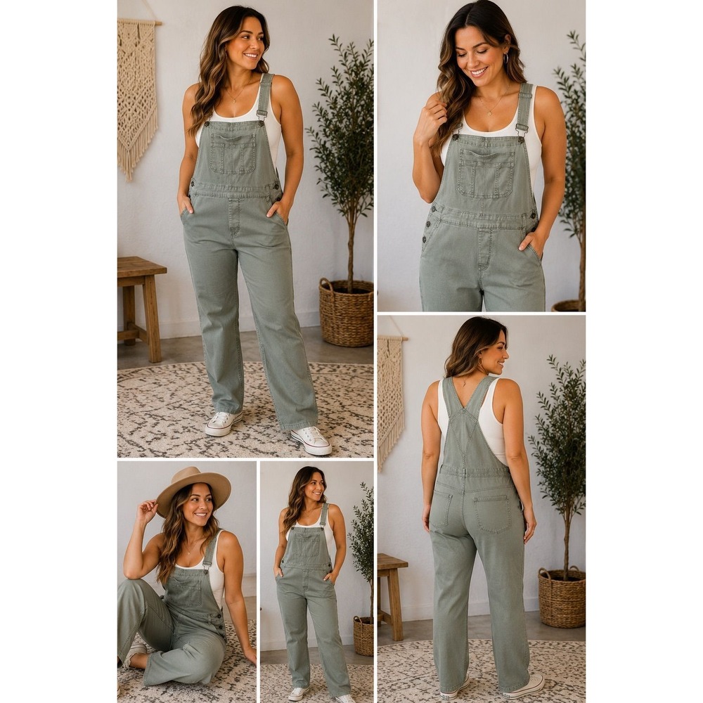 Torrid Size 16 Sage Green Utility Overalls Bib Carpenter Jumpsuit Workwear